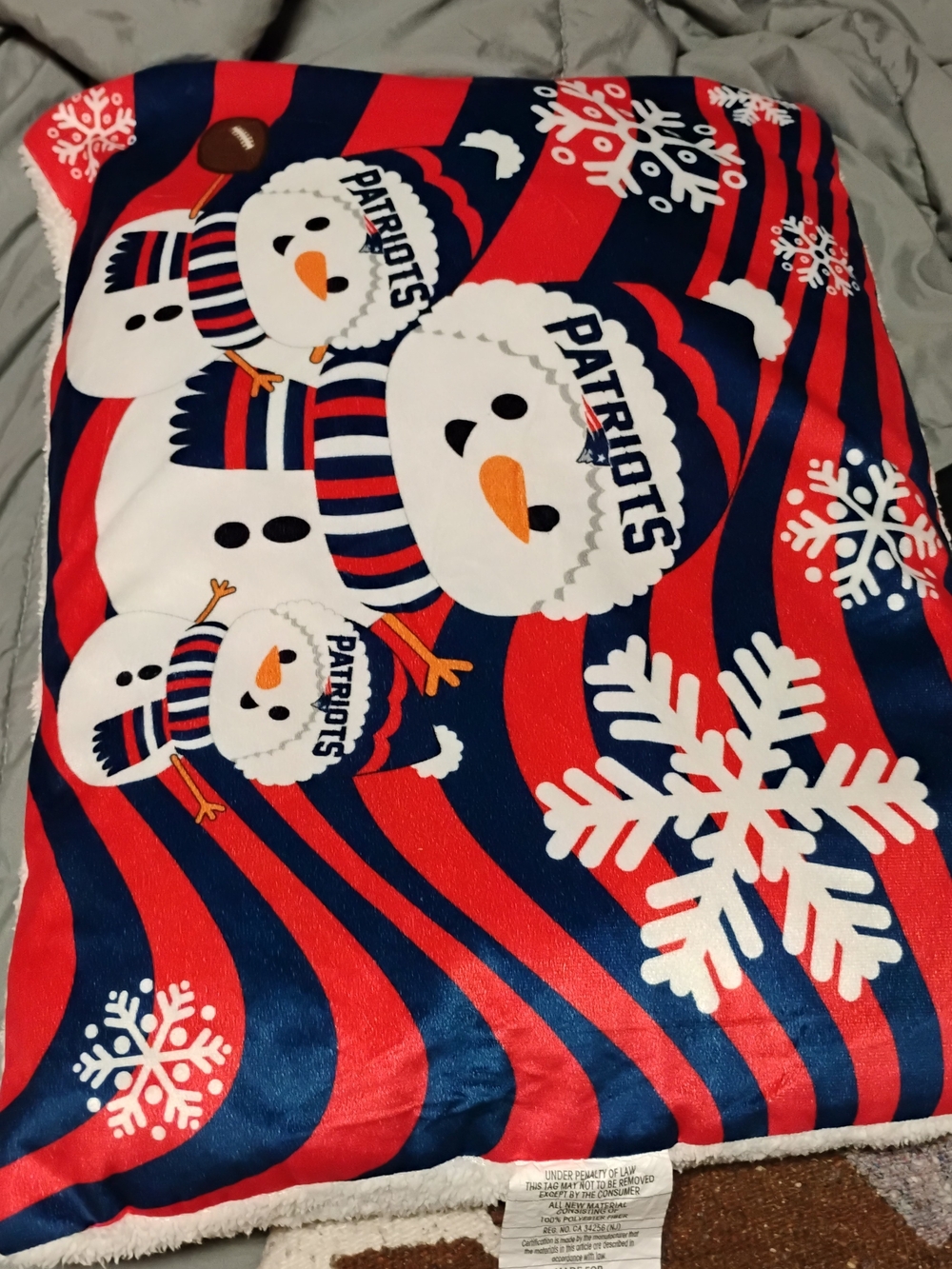 New England Red & Navy Snowman Throw Blanket
